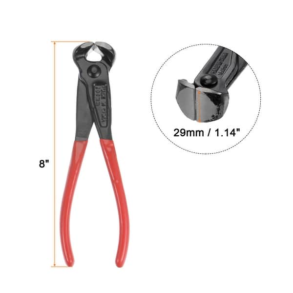 End Cutting Pliers 8" Nail Nippers Puller Plier with PVC Handle Black